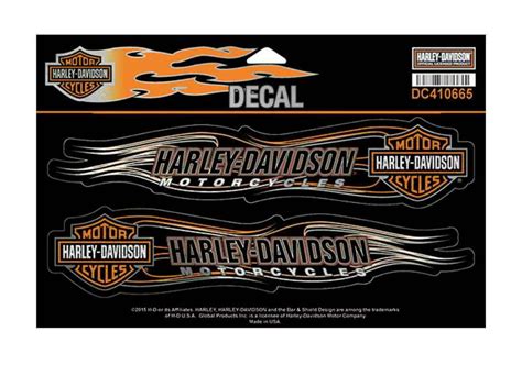 Harley Davidson Bar And Shield Flames Foil Decal 2 X Large Size Stickers