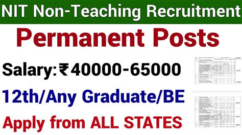 NIT NON TEACHING STAFF VACANCY 2023 II 12th ITI ANY GRADUATE BE