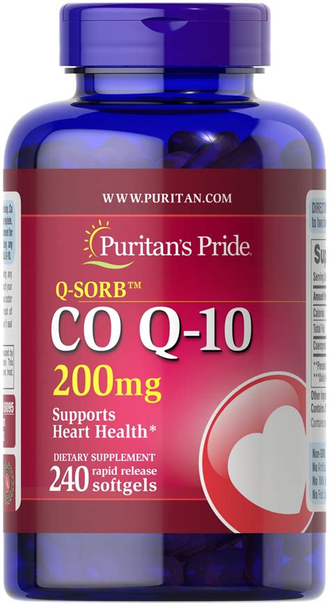 Q SORB Co Q 10 200 Mg 240 Rapid Release Softgels 50095 Puritan S