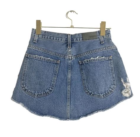 LF Carmar Distressed Ripped Cut Off Jean Mini Skirt Gem