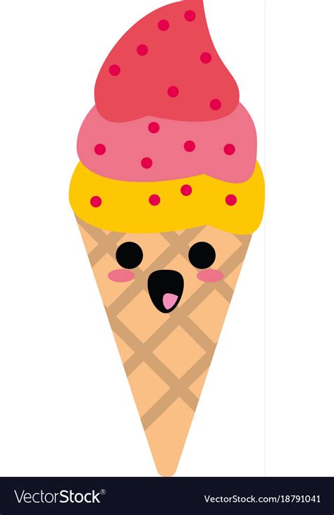 Ice Cream Cone Cute Kawaii Cartoon Royalty Free Vector Image