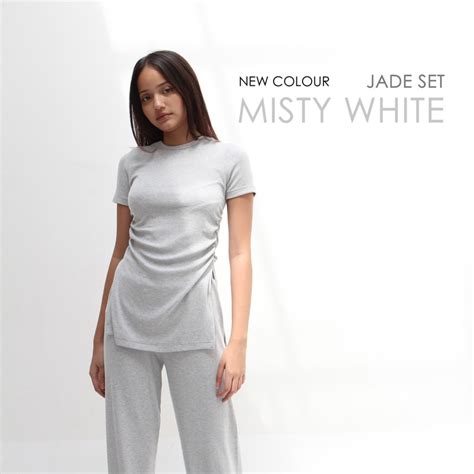 Jual JADE SET Setelan Wanita Oneset Knit Rib Premium Shirt Pants Baju