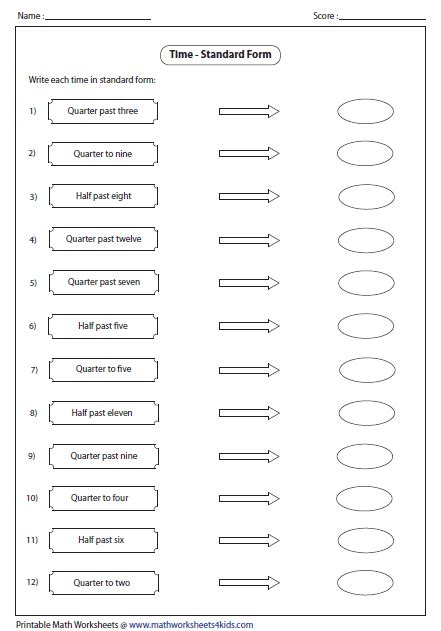 Telling Time Worksheets