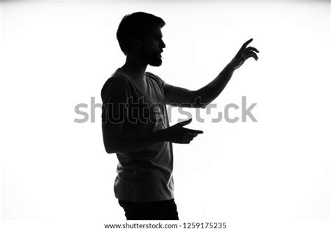 Dark Silhouette Man On Light Background Stock Photo 1259175235