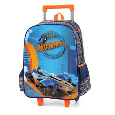 Kit Mochila De Rodinha Hot Wheels Pista Lancheira Luxcel Papelaria