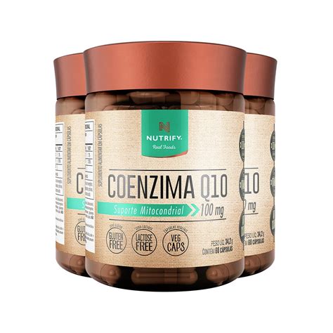 Kit 3 Coenzima Q10 Vitamina E Nutrify 60 Cápsulas Edin