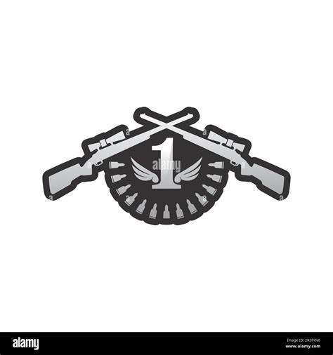 Gun Logo And Army Soldier Sniper Shot Vector Design Illustration