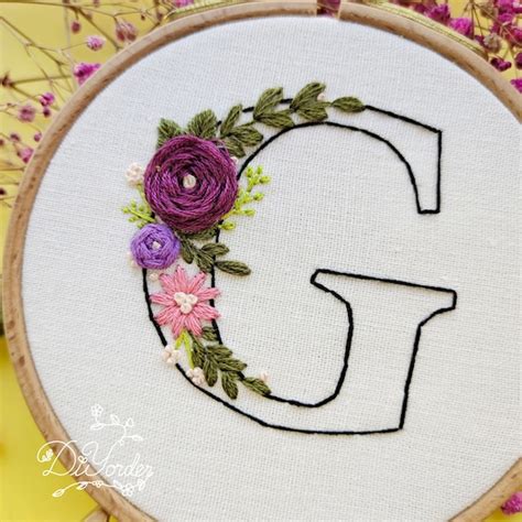 M Letter Embroidery Kit Letter Embroidery Design With Etsy