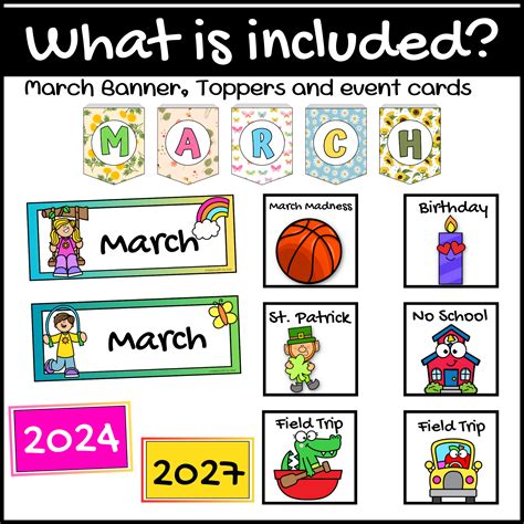 March Spring Theme Calendar Numbers Cards Spring Pocket Chart Bulletin