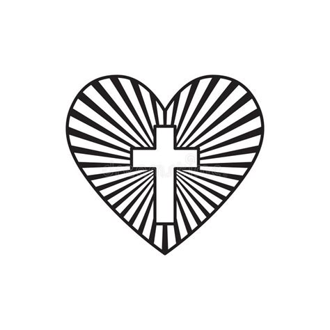 Christian Cross In Red Heart Vector Illustration Stock Vector