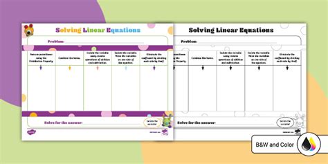 Solving Linear Equations Math Doodle Organizer