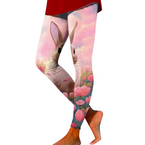 Adbfjaf Flare Leggings For Women Pack Of 5 Womens Easter Bunny Print