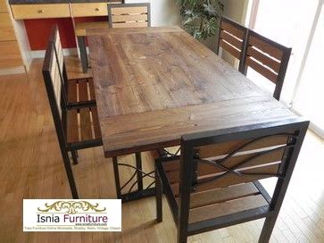 Meja Makan Jati Rangka Kaki Besi Model Minimalis Indonesia Furniture