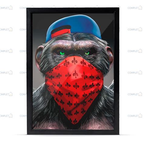 Quadro Gangue Dos Macacos Gangster Moldura E Vidro MadeiraMadeira