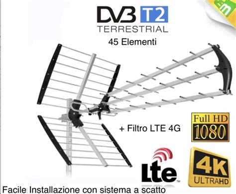 ANTENNA TV DIGITALE Terrestre Uhf Esterna Alto Guadagno Con Filtro Lte