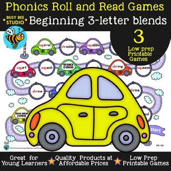 3 Letter Blends Games SPR SQU STR THR SCR SHR SPL BUNDLE By Busy Bee Studio