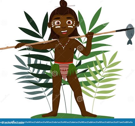 Aborigine In Cartoon Style Vector Illustration Stock Vector