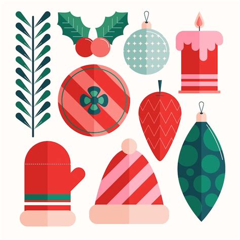 Colección de elementos de navidad planos Vector Gratis