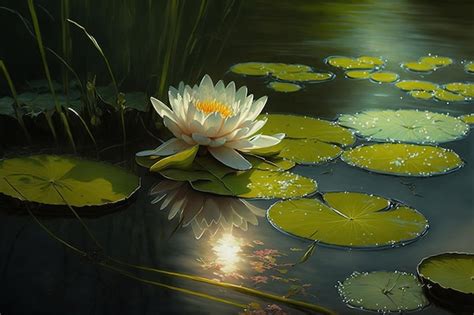 Premium Photo | Water lily in the pond