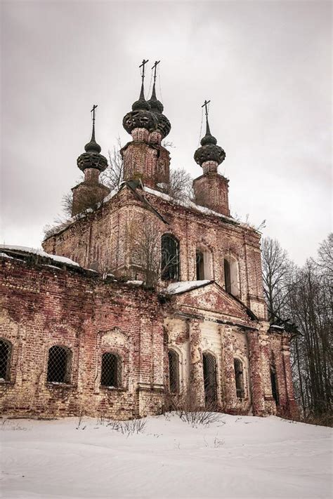 Destroyed Orthodox Church In Winter Stock Image Image Of Cathedral