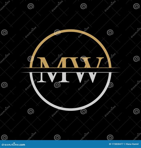 Initial Mw Letter Logo Design Vector Template Gold And Silver Letter