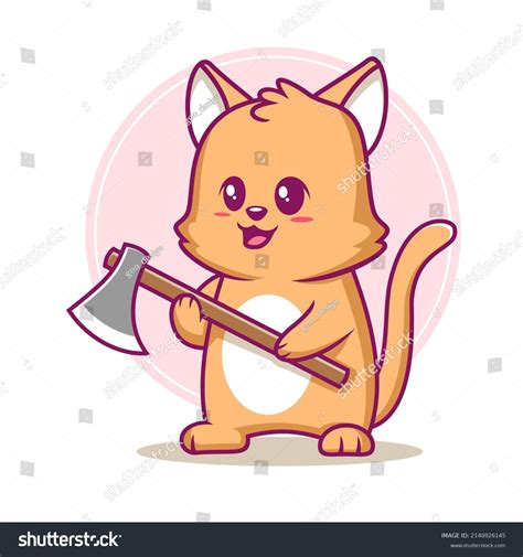 Cute Cat Axe Cartoon Vector Illustration Stock Vector (Royalty Free ...