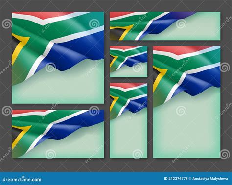 South Africa Waving Flag Patriotic Backgrounds Set Stock Vector