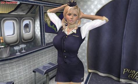 Busty D Animated Stewardess Fucked In The Air Porn Pictures XXX Photos Sex Images