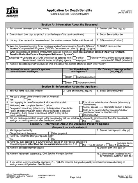 1998 Form Opm Sf 3104 Fill Online Printable Fillable Blank Pdffiller