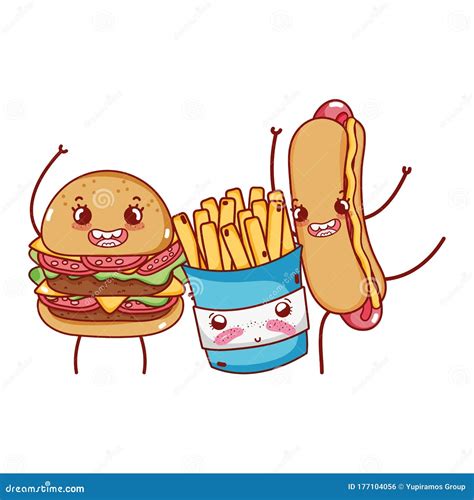 Cartoon Fries And Burger