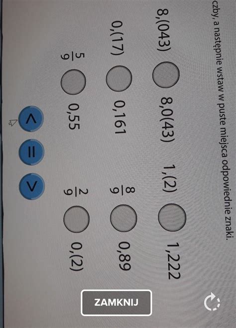 Porównaj liczby a następnie wstaw w puste miejsca odpowiedni znak