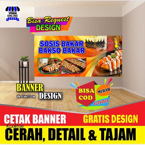 Jual Spanduk Banner Sosis Bakar Dan Bakso Bakar Keren Simple Shopee