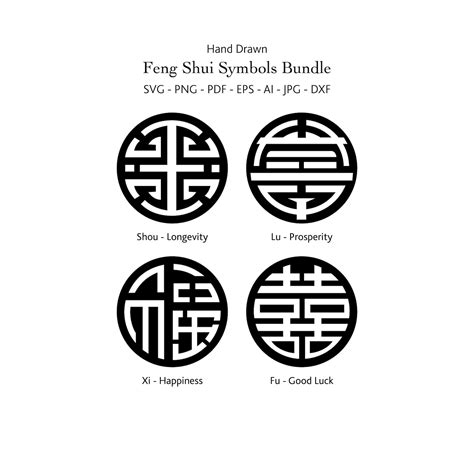 Feng Shui Symbols Svg Bundle Chinese Symbol Clip Art Etsy Uk