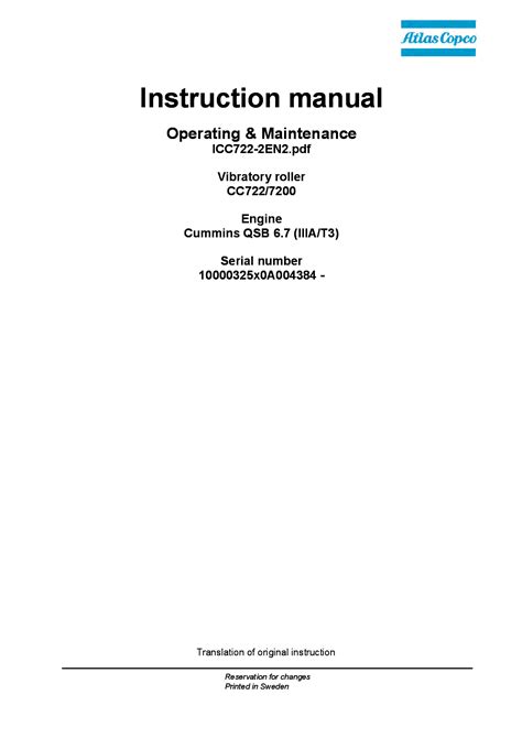 Dynapac CC722 CC7200 IIIA Operation Maintenance Manual EN ICC722