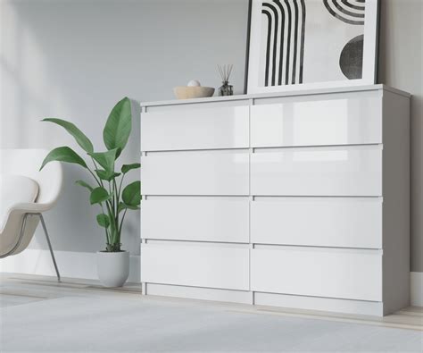 Komoda 8 Szuflad 140 Cm Białypołysk 3xE Living Sklep EMPIK