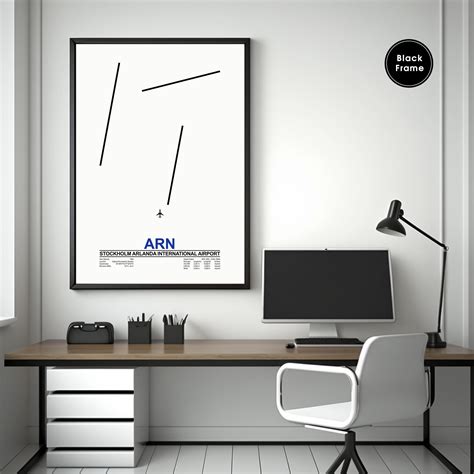 Stockholm Arlanda Intl. Airport, ARN, Airport Map Art, Airport Code Art