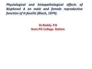 Physiological And Histopathological Effects Of Bisphenol A Pptx