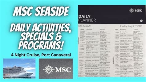 MSC SEASIDE Daily Activities Specials Programs MSC Cruises MSC