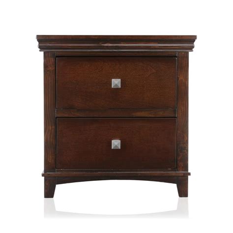 FOA Brighton 2pc Cherry Solid Wood Bedroom Set King Nightstand