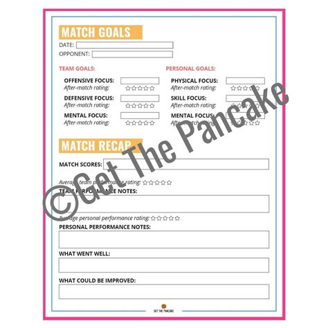 Volleyball Goal Setting Worksheet