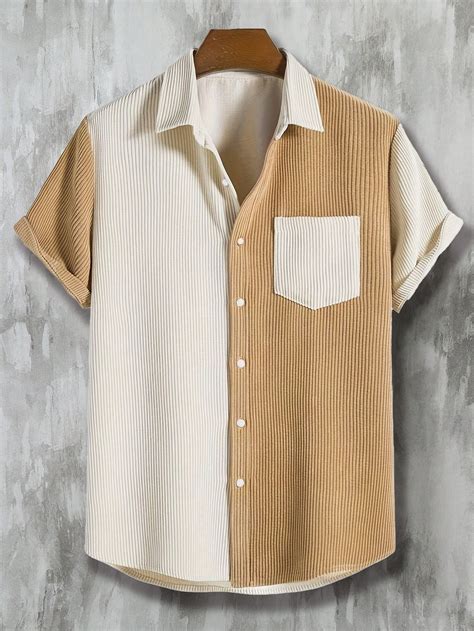 Manfinity Homme Men Plus Two Tone Pocket Patched Shirt For Sale