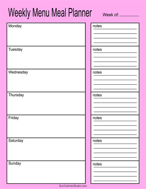 Meal Planners Printable Weekly Menu Templates PDF DIY Projects