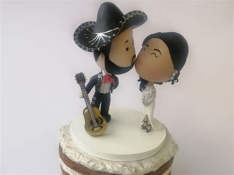 Traditional Mariachi Mexican Wedding Cake Topper Cheek Kissing Groom ...