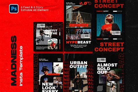 Madness Streetwear Fashion Instagram Template Social Ft Streetwear