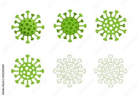 Corona Virus Covid 19 Icon Symbols Set Green Vector Stock Vector