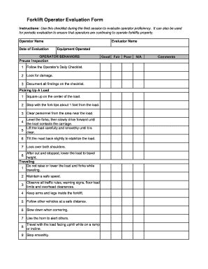 Fillable Online Forklift Operator Evaluation Form EBView Fax Email