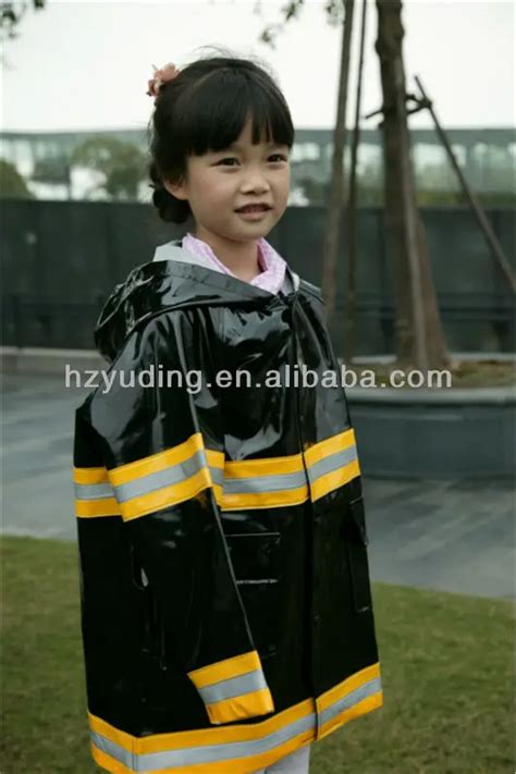 Pvc Vinyl Raincoat For Children Shiny Pvc Yellow Raincoat Kids With