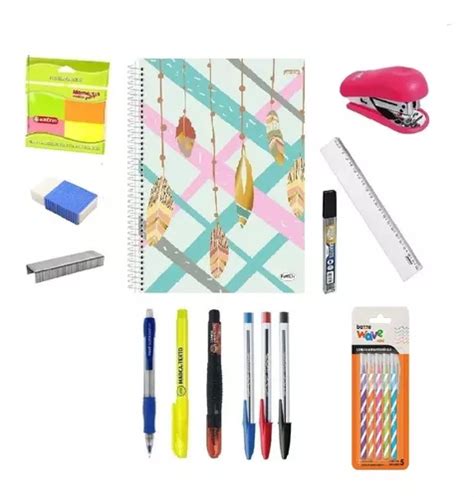 Kit Material Escolar Faculdade Feminino Completo Combo It