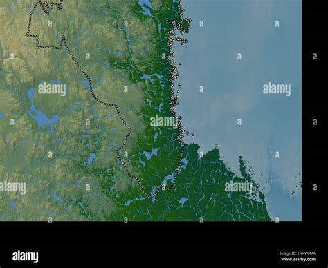 Gavleborg County Of Sweden Colored Elevation Map With Lakes And