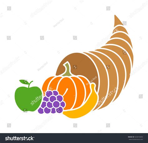 Cornucopia Horn Plenty Thanksgiving Basket Flat Stock Vector (Royalty ...